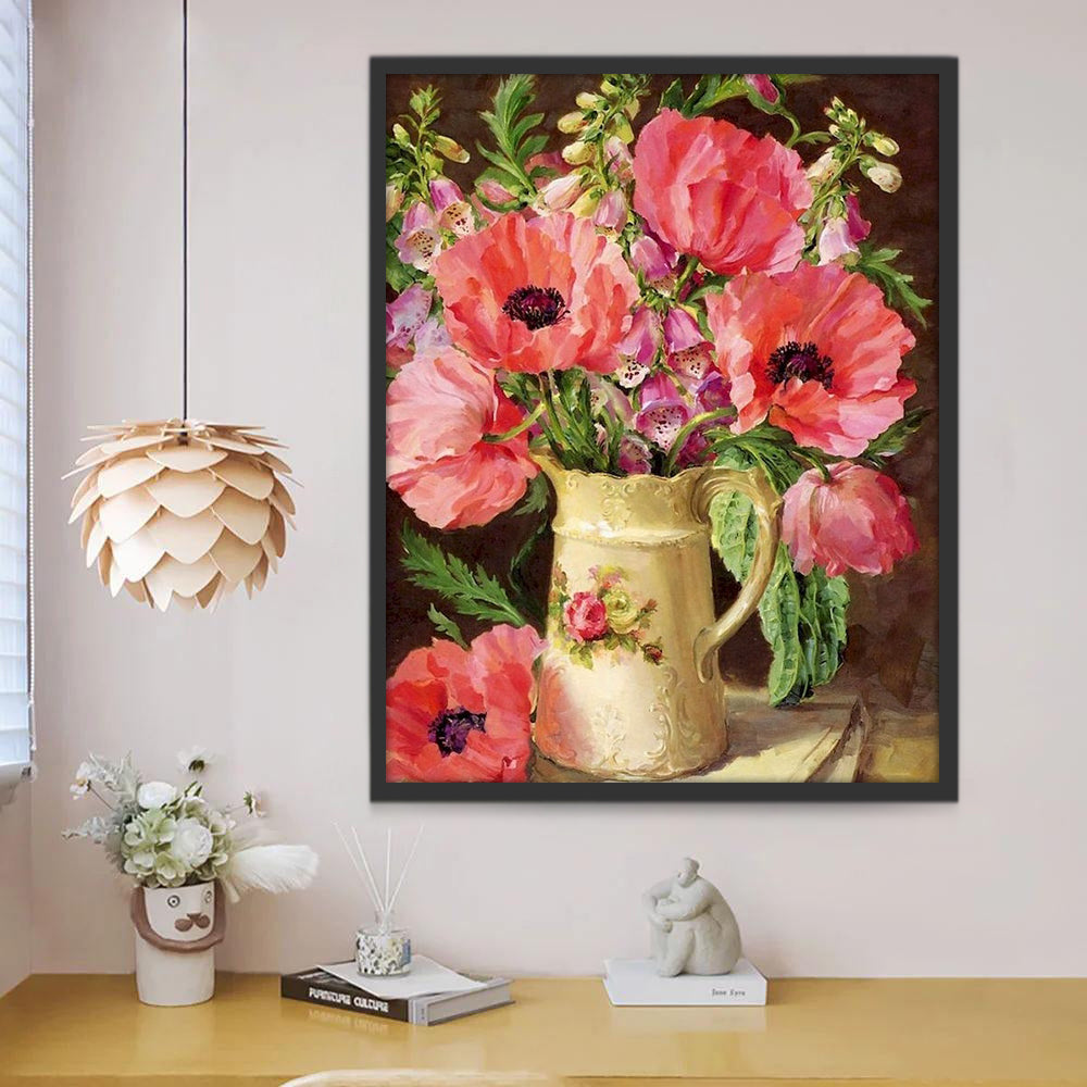 Roze potbloemen in een klassieke stijl Schilderen op Nummers