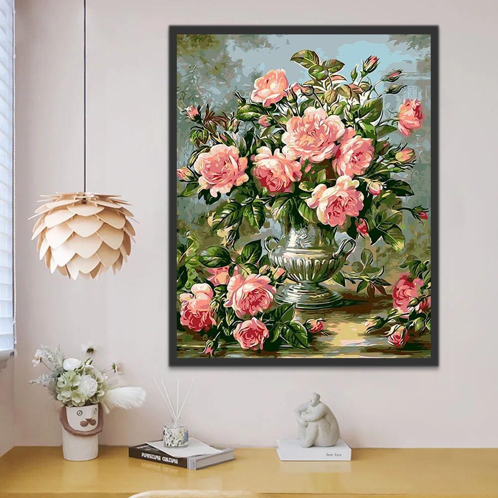 roze roos Schilderen op Nummers