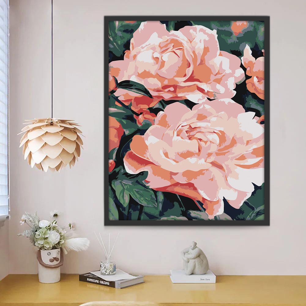 Roze rozen in aquarelstijl Schilderen op Nummers