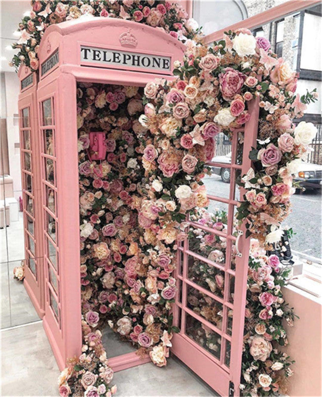 Roze Telefooncel Bedekt met Bloemen Schilderen op Nummers