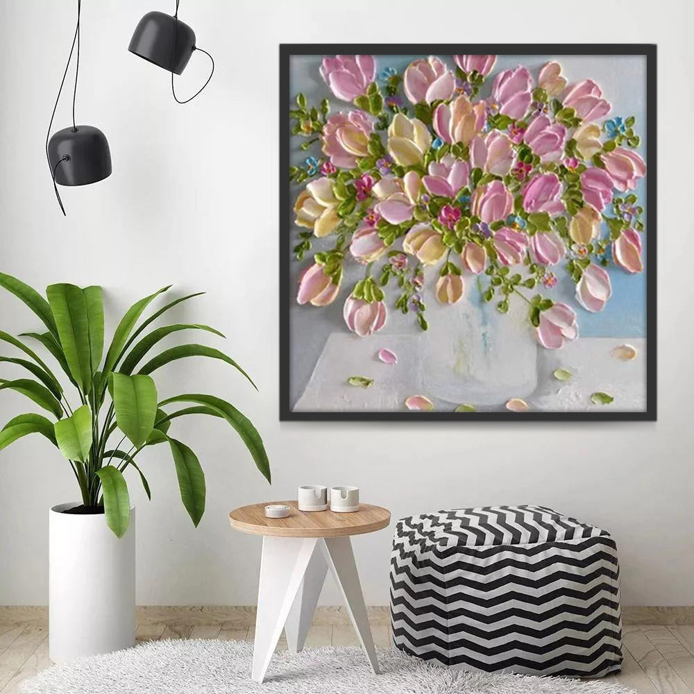 Roze tulp potbloem Schilderen op Nummers