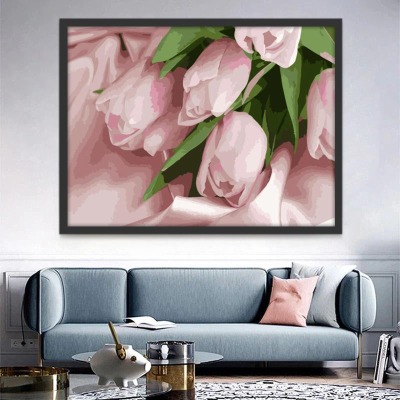 Roze Tulpen op Satijn Schilderen op Nummers