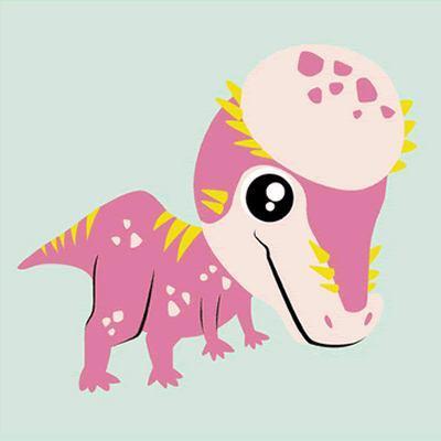 Roze-witte Dinosaurus met Gele Vlekken Schilderen op Nummers