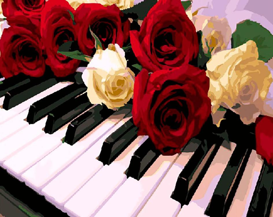 Rozen op de Piano Schilderen op Nummers