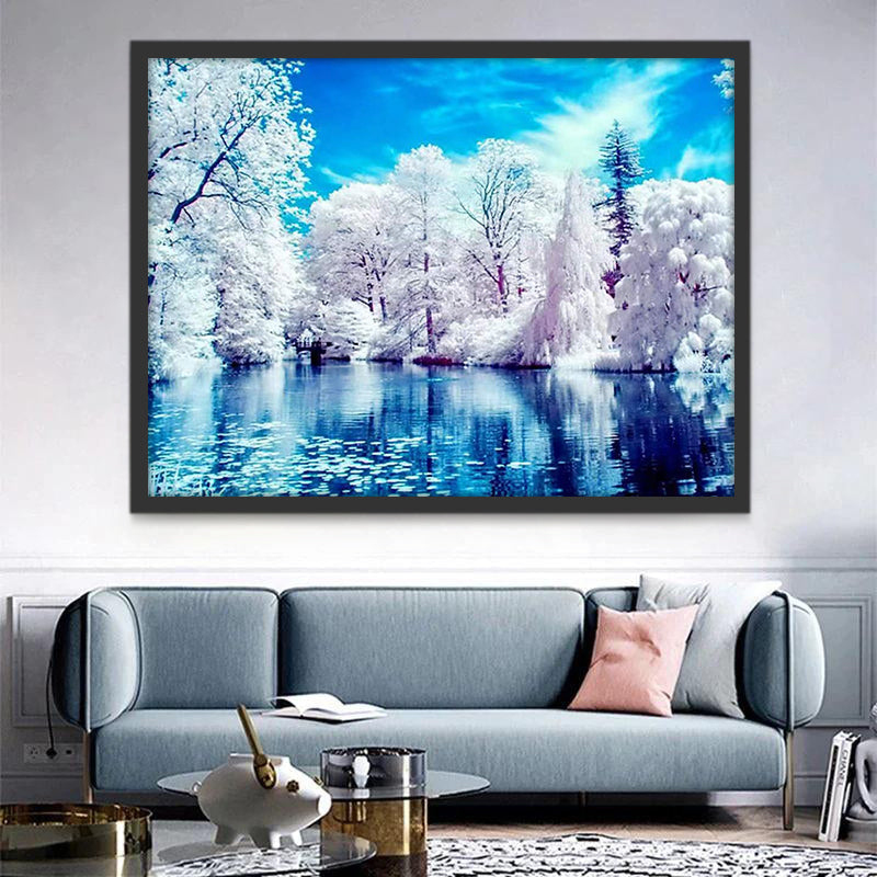Ruwe Vorst en Blauw Meer Schilderen op Nummers