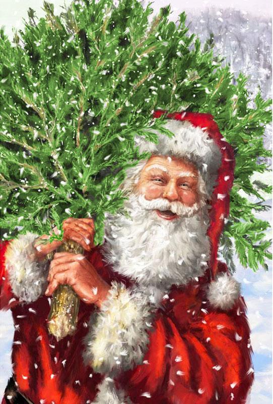 Santa Claus en de Groene Kerstboom Schilderen op Nummers