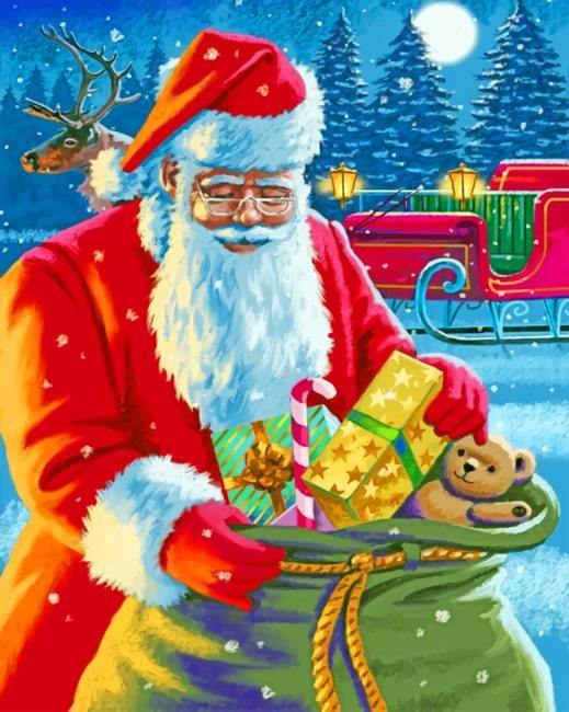 Santa Claus met Leuke Cadeautjes Schilderen op Nummers