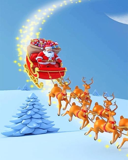 Santa Claus op de Slee Schilderen op Nummers