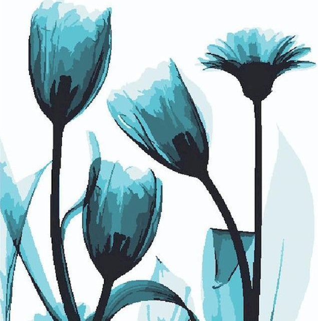 Scandinavische Blauwe Bloemen Schilderen op Nummers