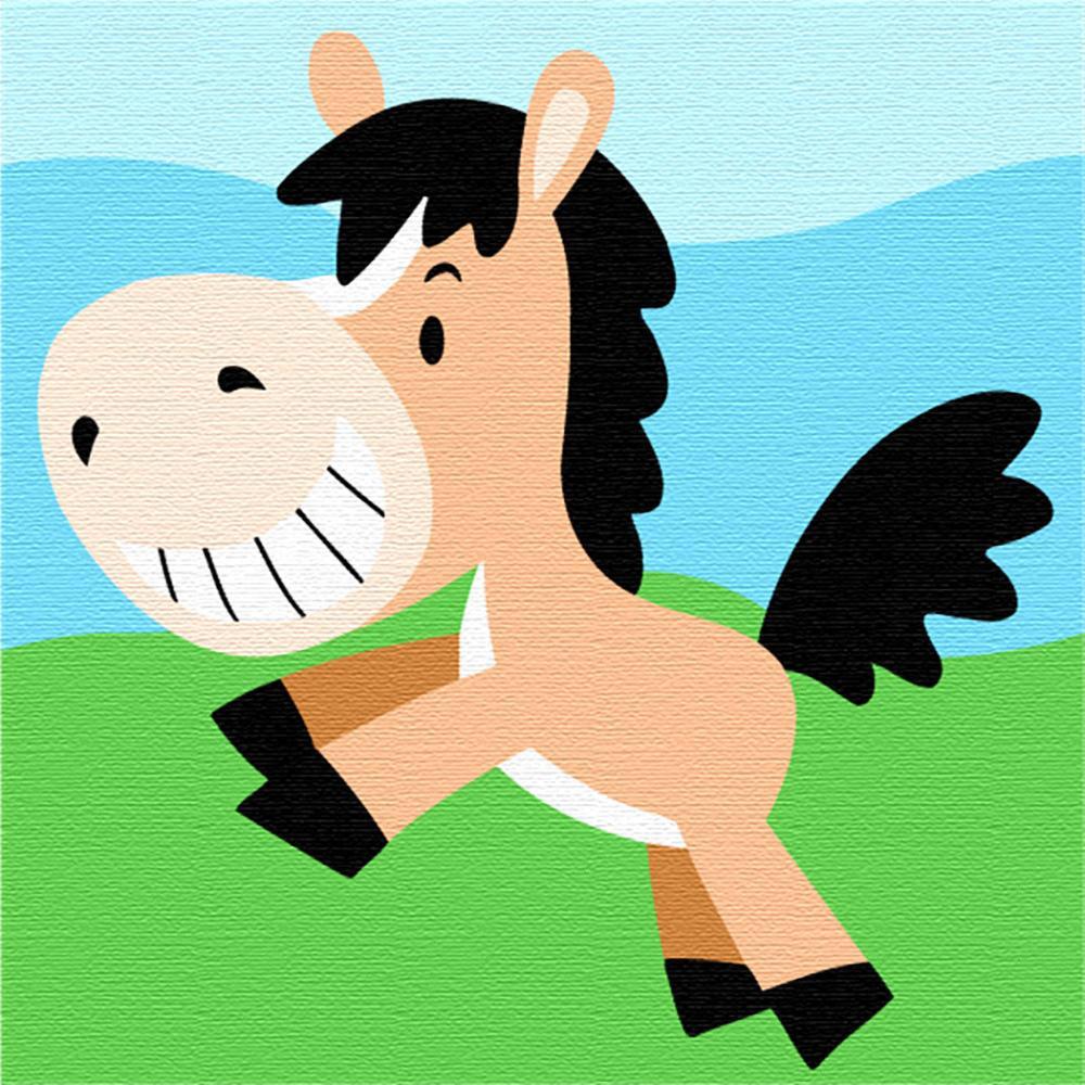 Schattig Cartoon Paard Schilderen op Nummers Kinderen