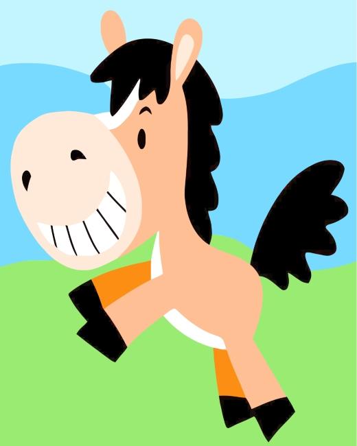 Schattig Cartoon Paard Schilderen op Nummers Kinderen