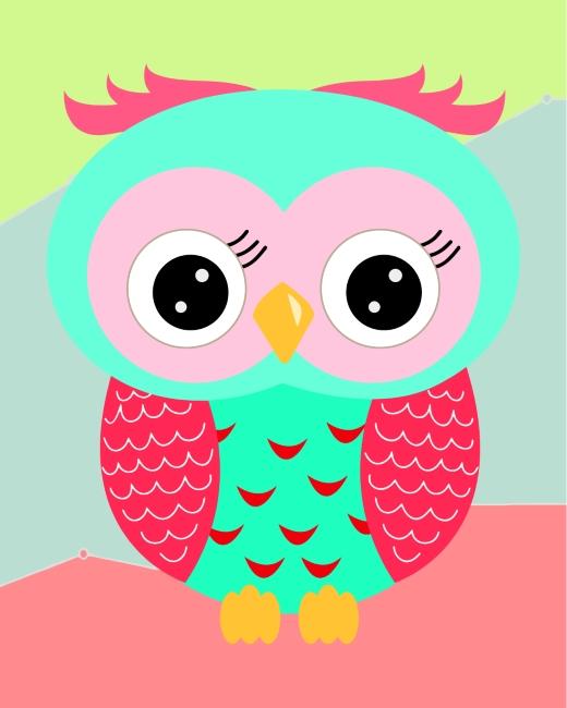 Schattige Blauwe Uil Schilderen op Nummers Kinderen