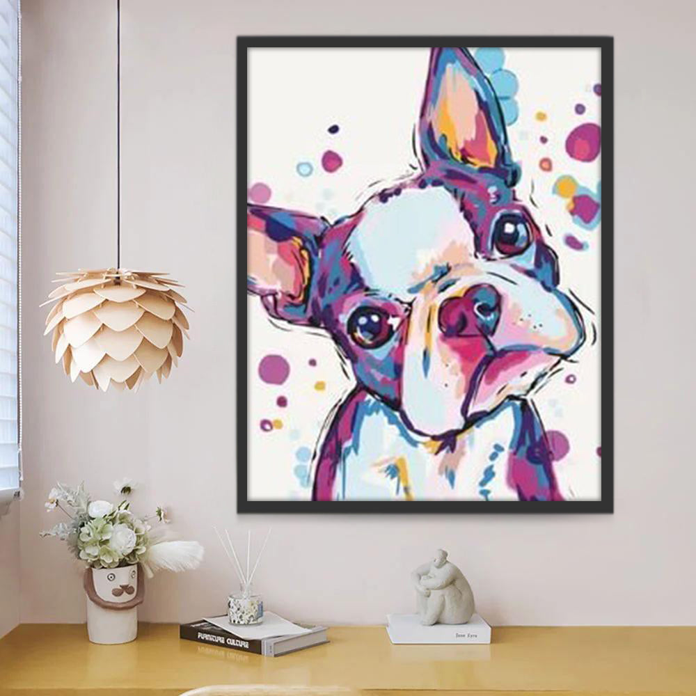 Schattige Bulldog met Scheef Hoofd Schilderen op Nummers