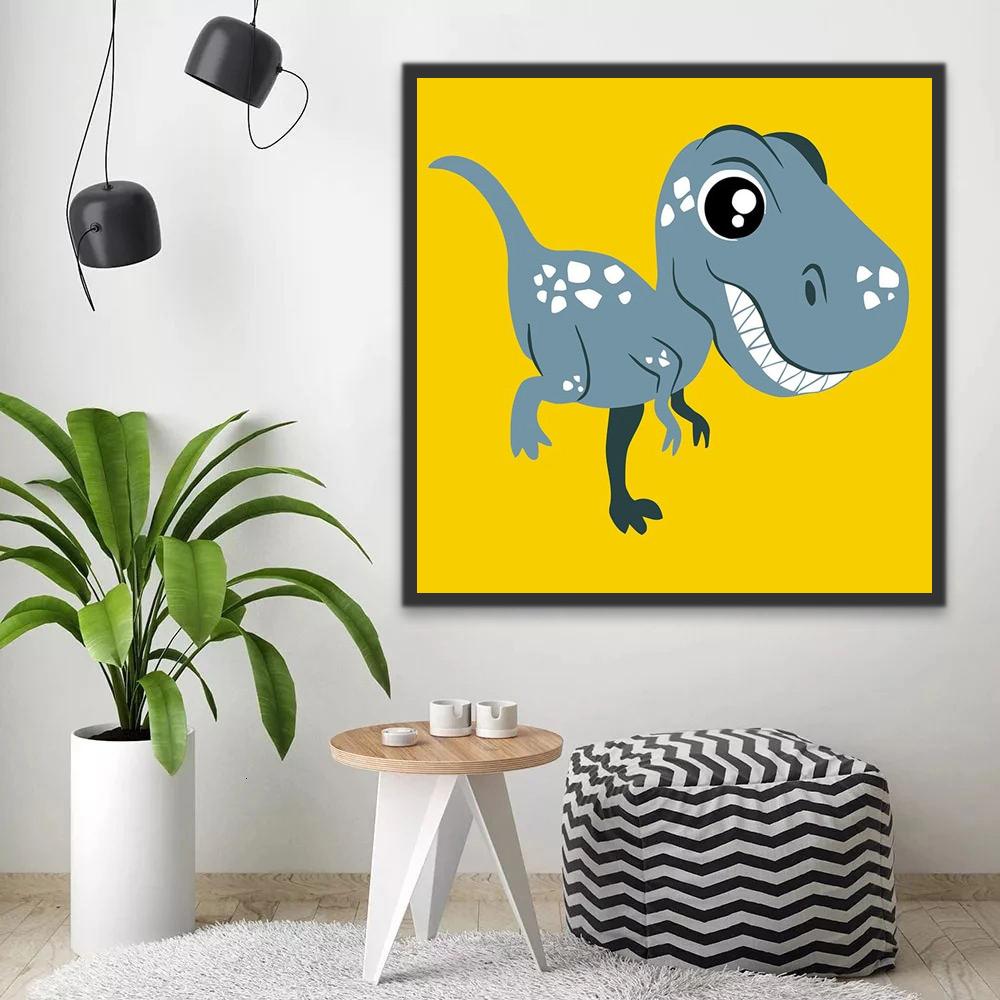 Schattige Cartoon Dinosaurus Schilderen op Nummers