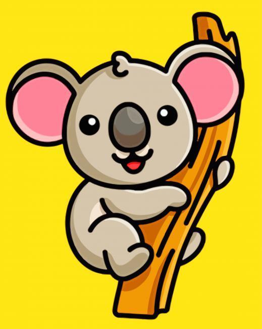 Schattige Cartoon Koala in Grijs Schilderen op Nummers