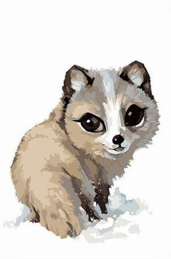 Schattige Cartoon Wolf Welp Schilderen op Nummers