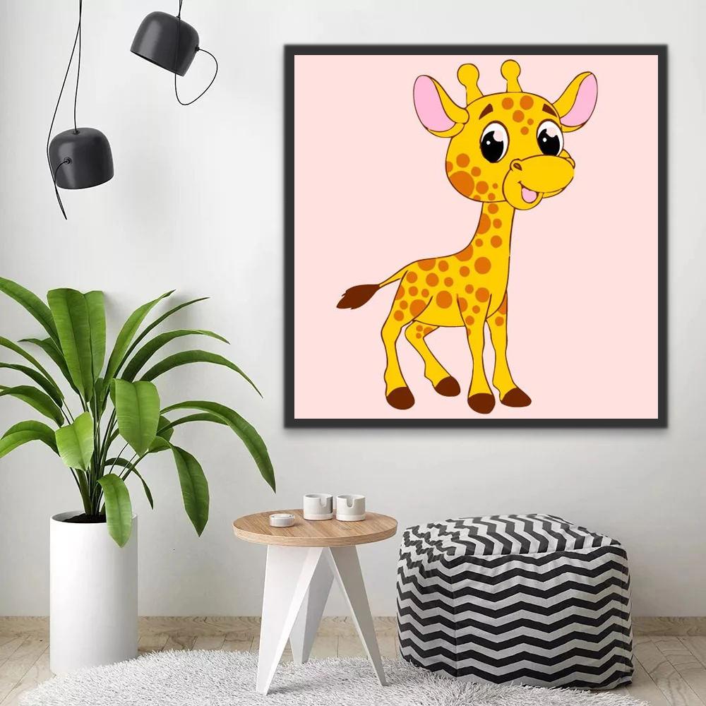 Schattige Gele Cartoon Giraffe Schilderen op Nummers Kinderen