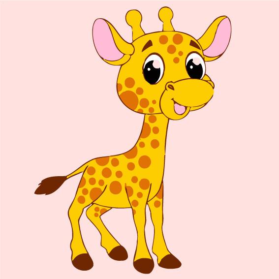 Schattige Gele Cartoon Giraffe Schilderen op Nummers Kinderen