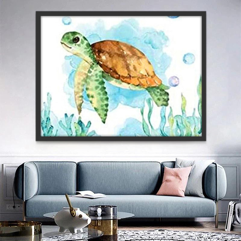 Schattige Groene Schildpad Schilderen op Nummers
