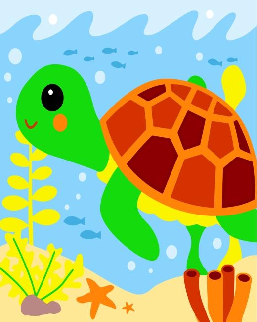Schattige Groene Schildpad Schilderen op Nummers