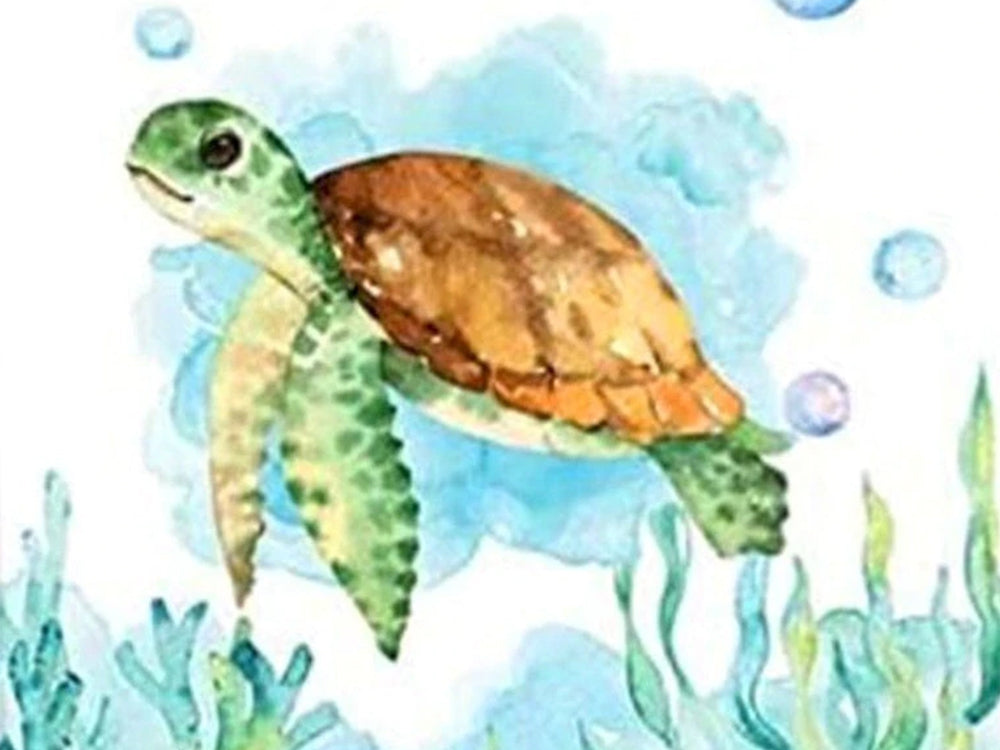 Schattige Groene Schildpad Schilderen op Nummers
