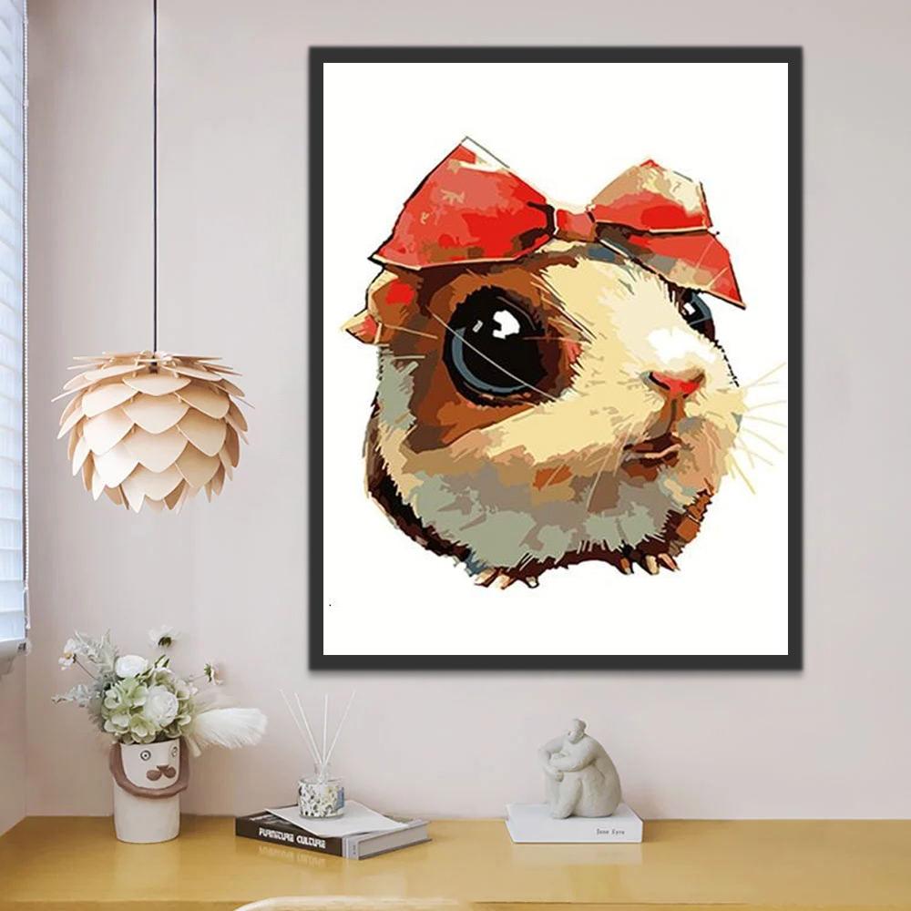 Schattige Hamster met Strik Schilderen op Nummers