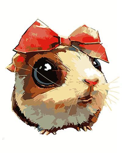 Schattige Hamster met Strik Schilderen op Nummers