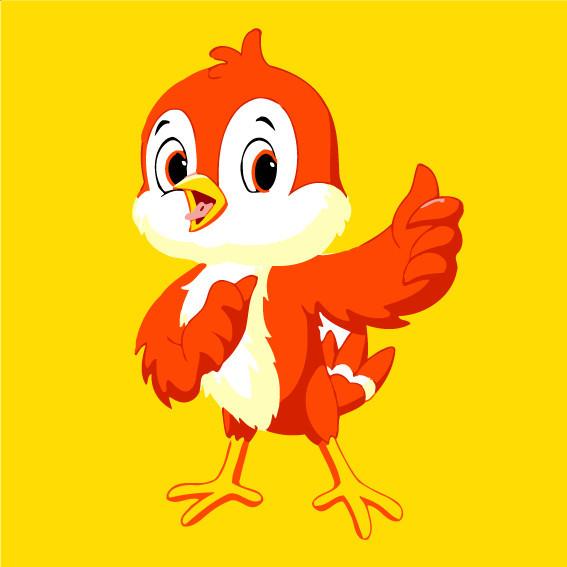 Schattige Oranje Cartoon Vogel Schilderen op Nummers