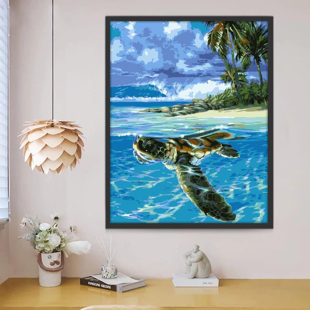 Schildpad en Eiland Schilderen op Nummers