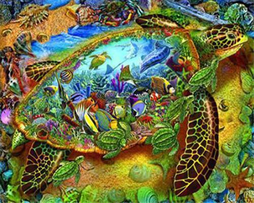 Schildpad en Onderwaterwereld Schilderen op Nummers
