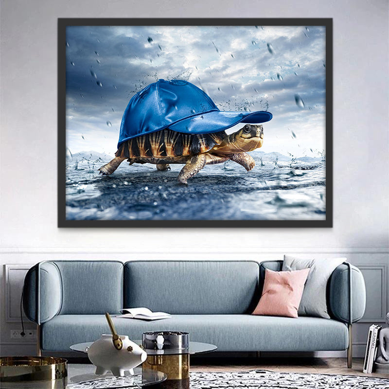 Schildpad onder de Blauwe Hoed Schilderen op Nummers