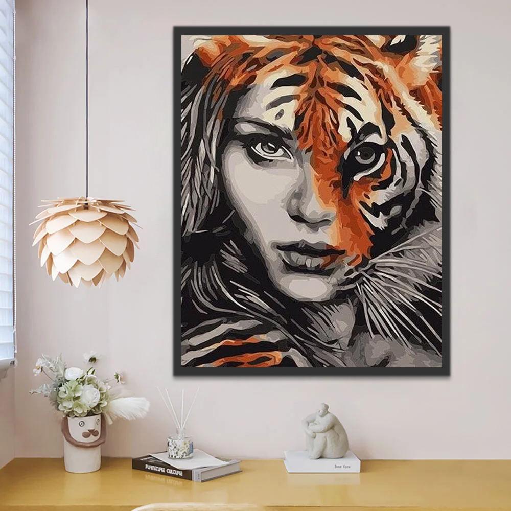 Schoonheid en Tijger Schilderen op Nummers