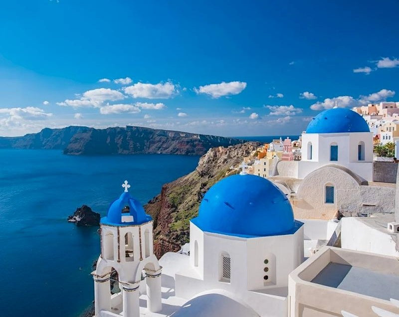 Serene Santorini met Blauwe Hemel Schilderen op Nummers