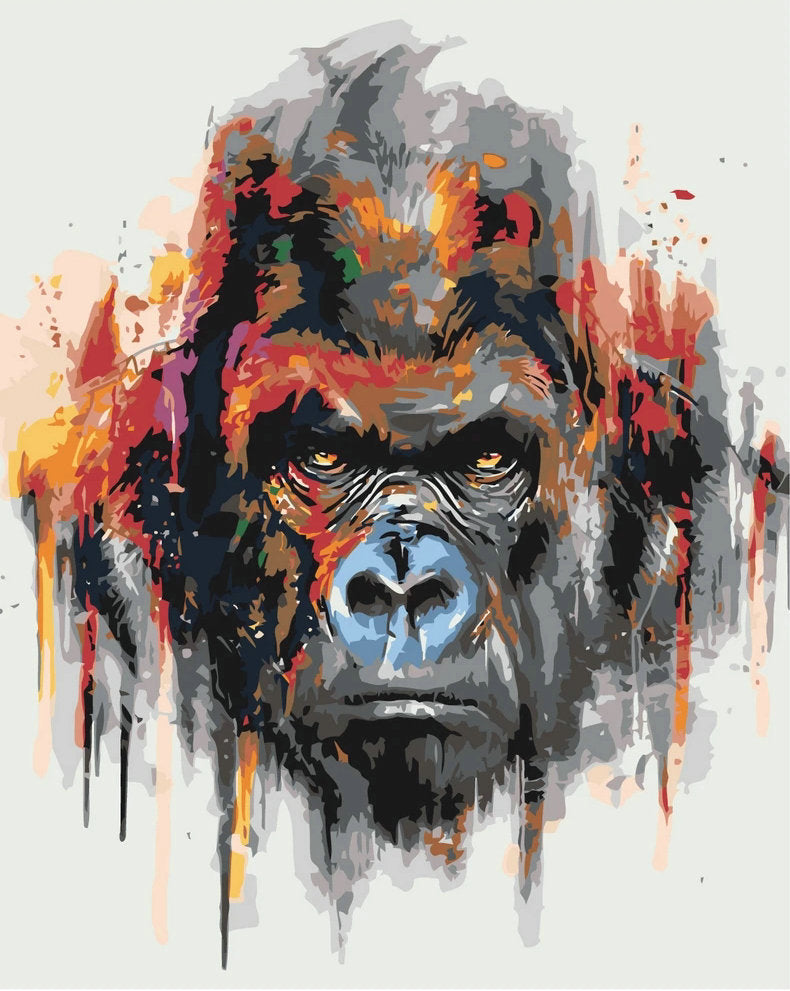 Serieuze Chimpansee Schilderen op Nummers