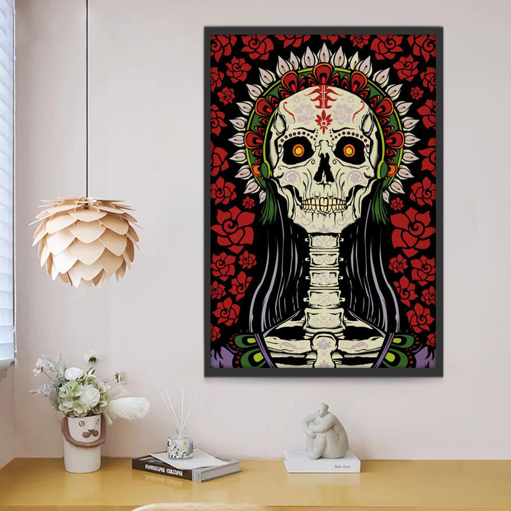 Skeletvrouw met Rode Rozen Schilderen op Nummers