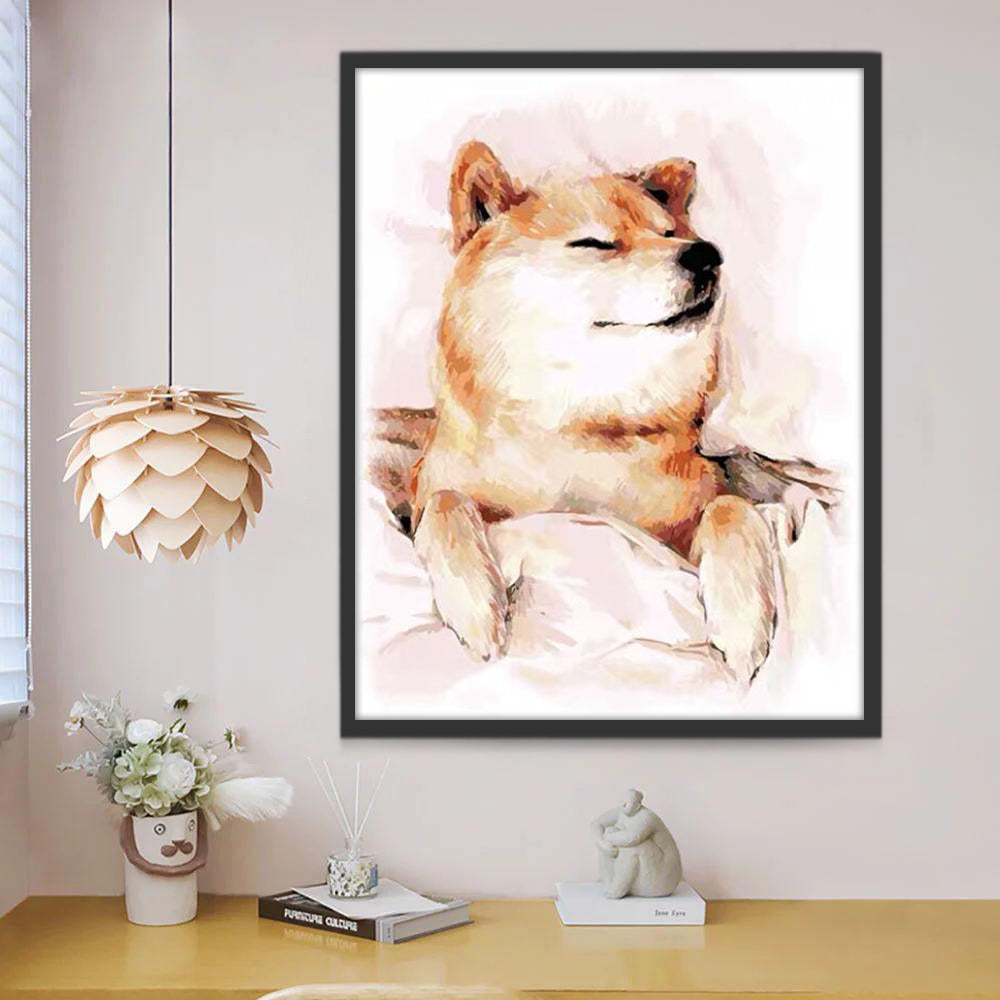 Slapende Shiba Inu Schilderen op Nummers