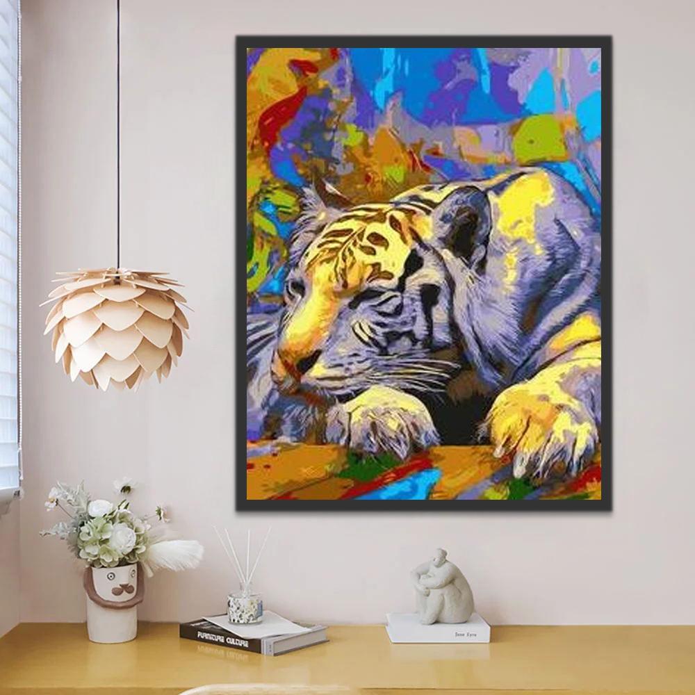 Slapende Witte Tijger Schilderen op Nummers
