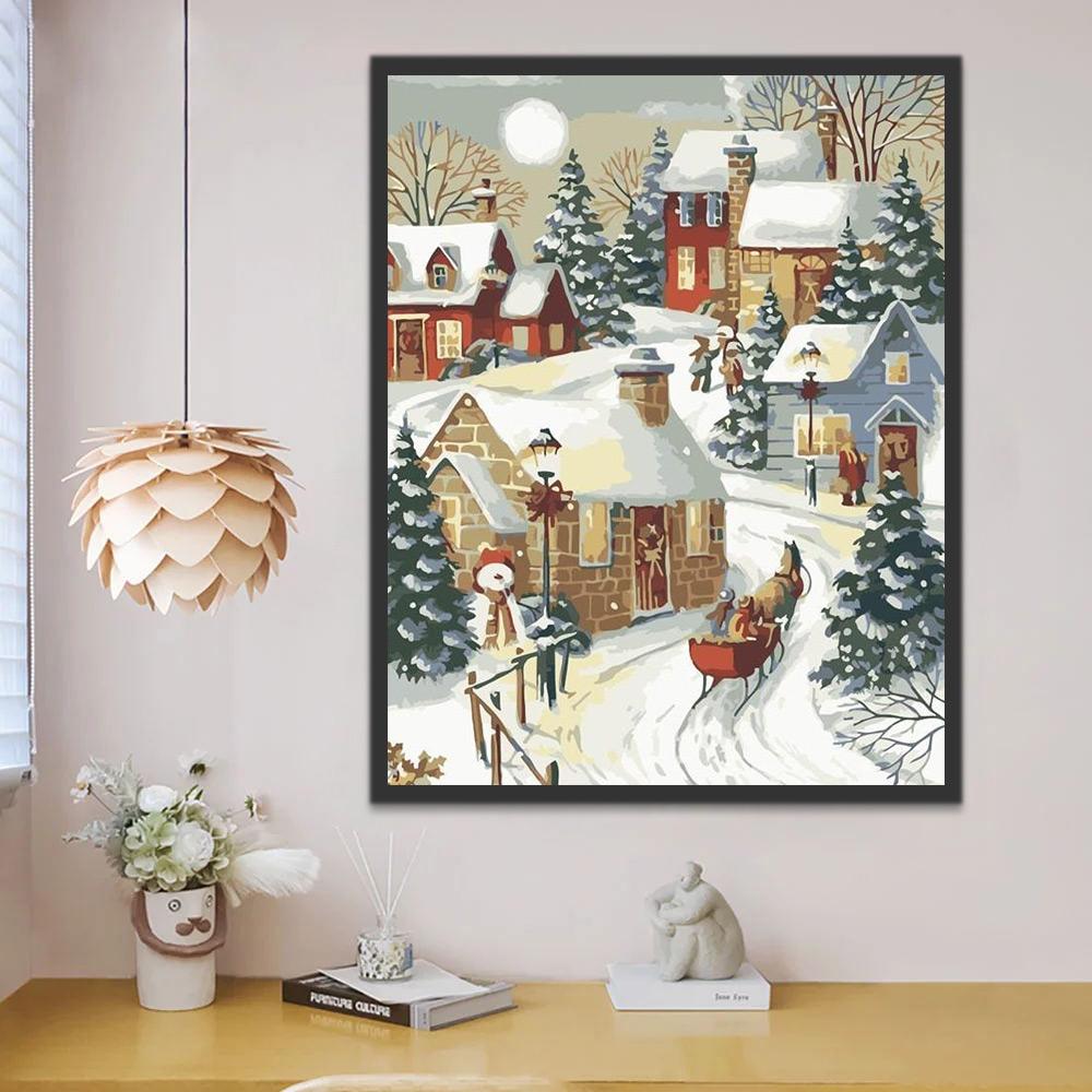 Sneeuw Scene van de Stad Schilderen op Nummers
