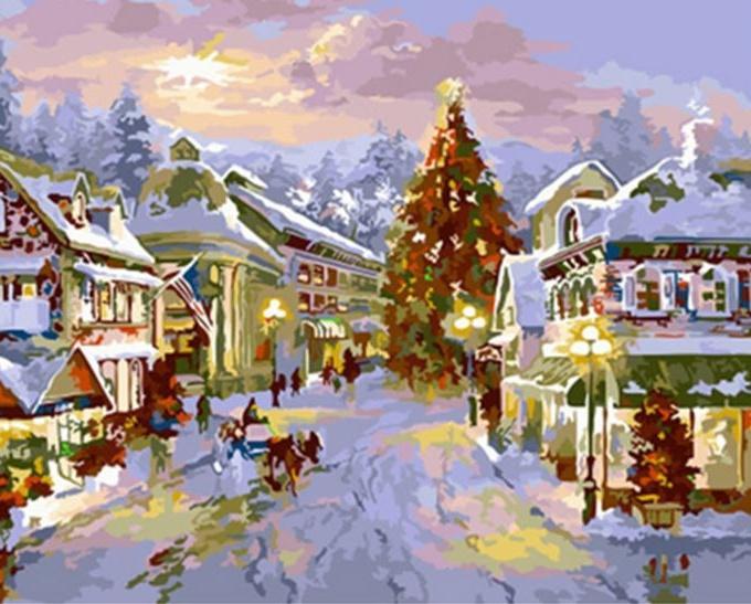 Sprookjesachtig Kerststadje Schilderen op Nummers