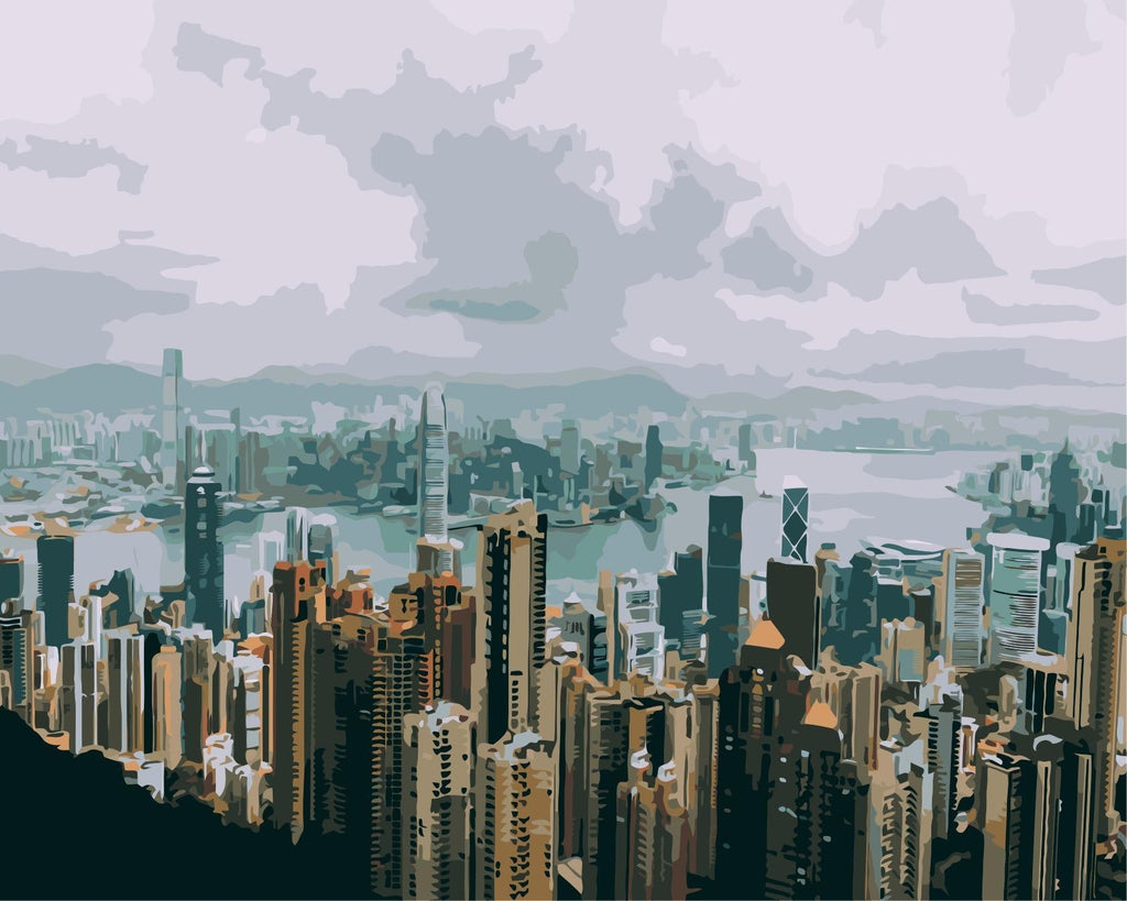 Stadslandschap Hongkong Schilderen op Nummers