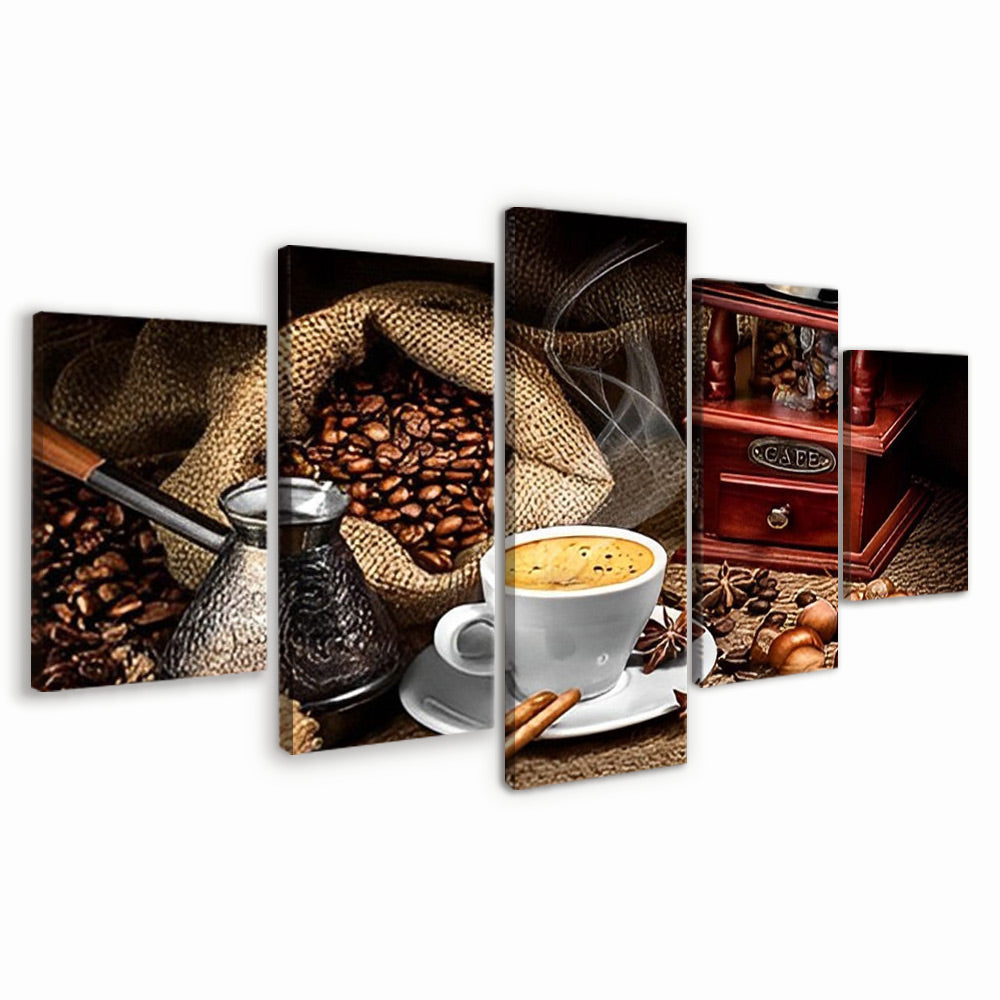 Sterke Geur van Koffie en Koffiebonen 5 Platen Schilderen op Nummers