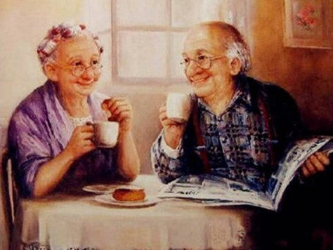 Stille Conversatie tussen Koffie en Gebarsten Handen Schilderen op Nummers