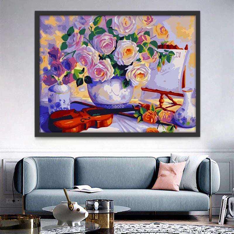 Stilleven en Bloemen op Tafel Schilderen op Nummers