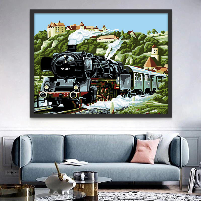 Stoomtrein door Landschap Schilderen op Nummers