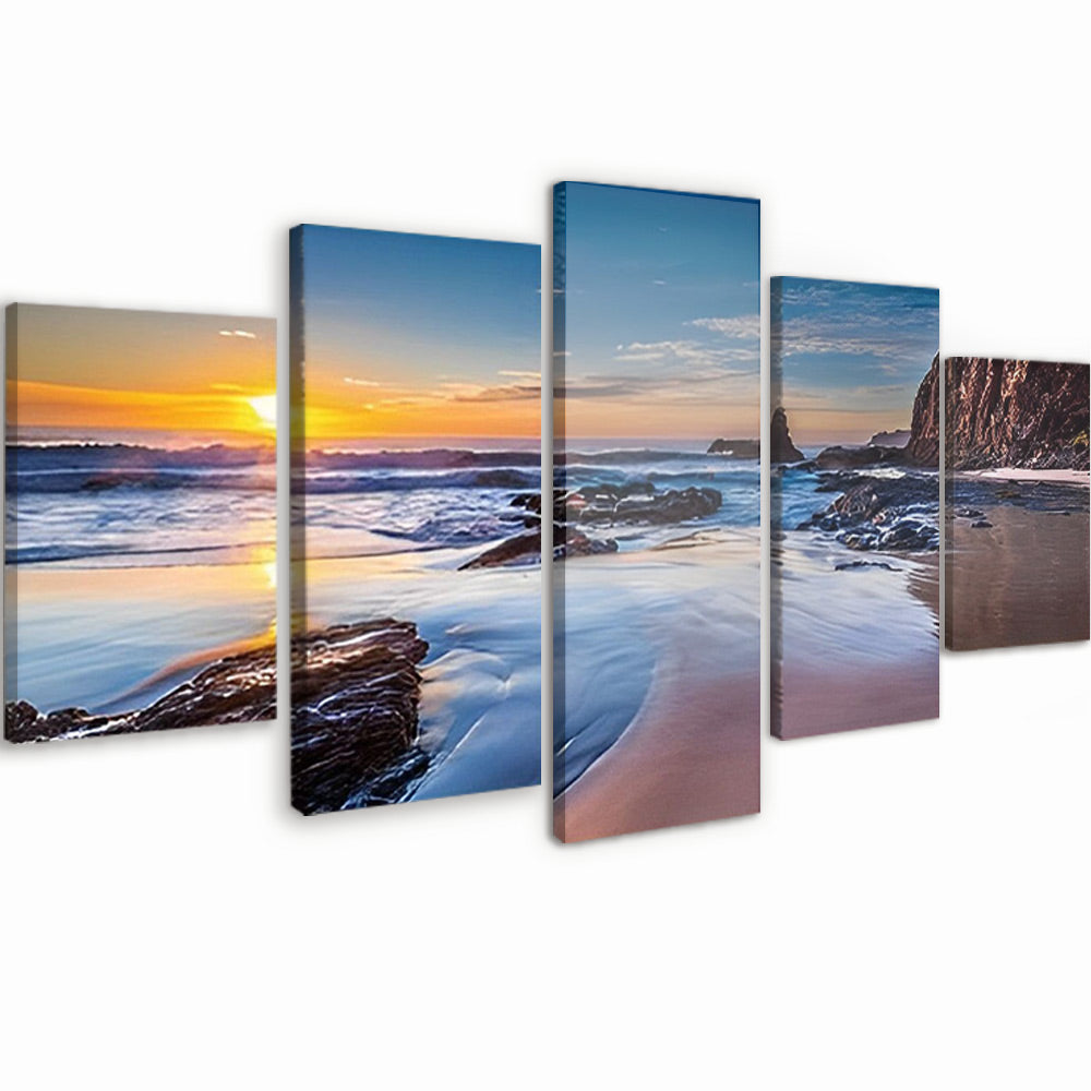 Strand in de Avond 5 Platen Schilderen op Nummers
