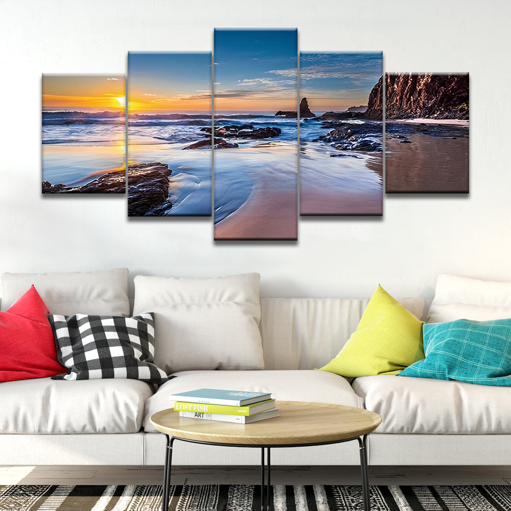 Strand in de Avond 5 Platen Schilderen op Nummers