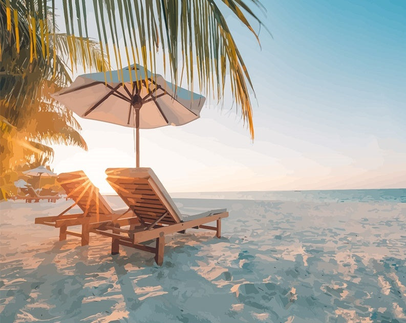 Strand in de Zon Schilderen op Nummers