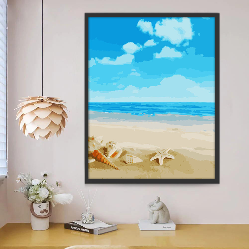 Strand met Schelpen Schilderen op Nummers
