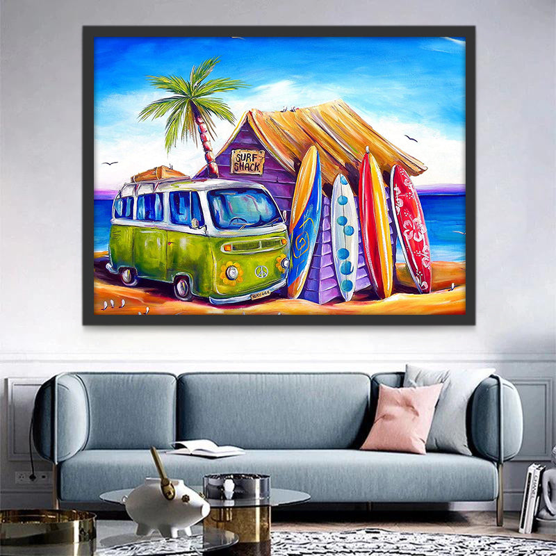 Surfplanken en Strandbus Schilderen op Nummers