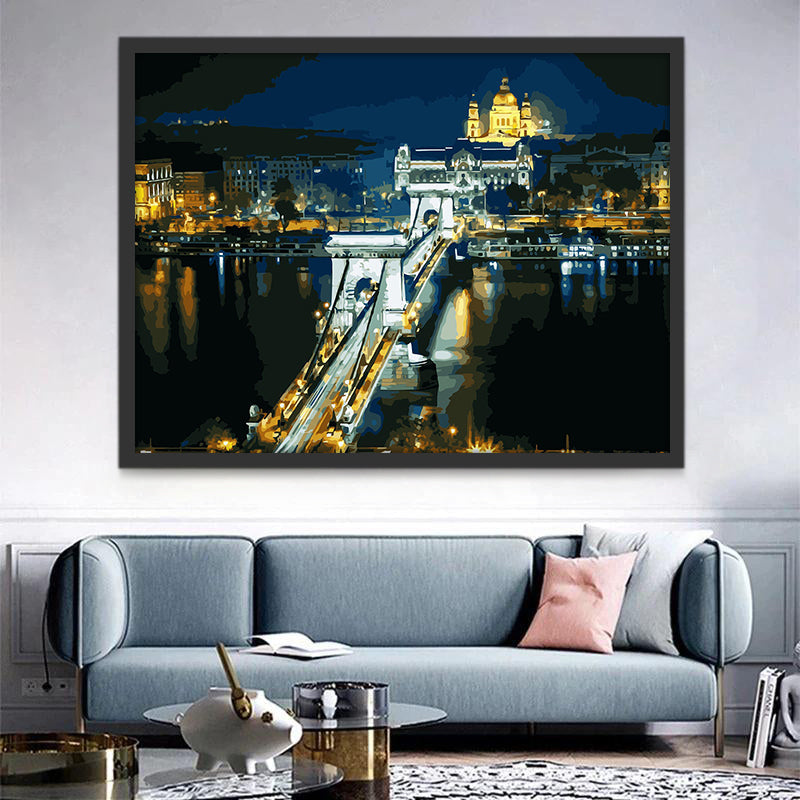 Széchenyi-Kettenbrücke, Ungarn Schilderen op Nummers